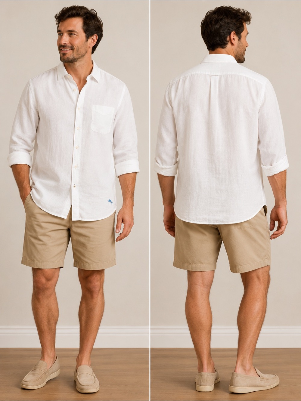 Tommy Bahama Men’s White Linen Long Sleeve Shirt Relaxed Fit Beach Resort EUC